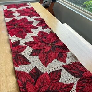 Festive Red Poinsettia Table Runner